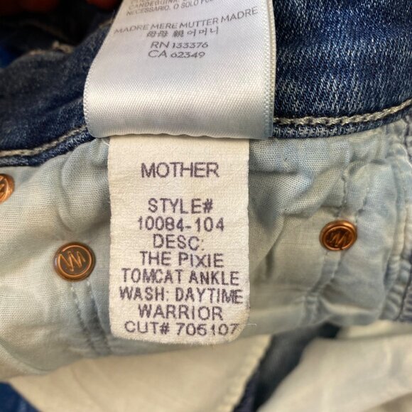 MOTHER Jeans Womens Sz‎ 27 Pixie Tomcat Ankle High-Rise Button Fly Denim - Picture 9 of 12
